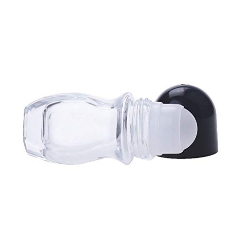 2 Pcs Recargables Cristal Desodorante Roll-on Botellas, a Prueba De Fugas De Rodillos De Masaje Botellas Recipientes Con Bola De Rodillo Cap Negro De Aceites Esenciales De Aromaterapia (50 Ml)