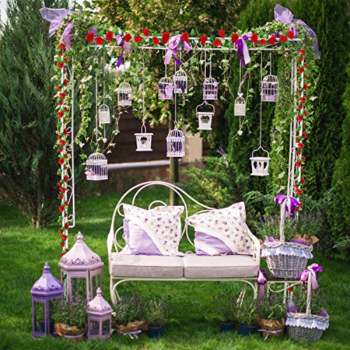 2 Piezas de Rosas Artificiales, Guirnalda de Flores de Vid de Rosa Falsa de 220cm Artificiales Flores para Colgar en la decoración del Arco de la Oficina en casa de la Boda (Rojo)