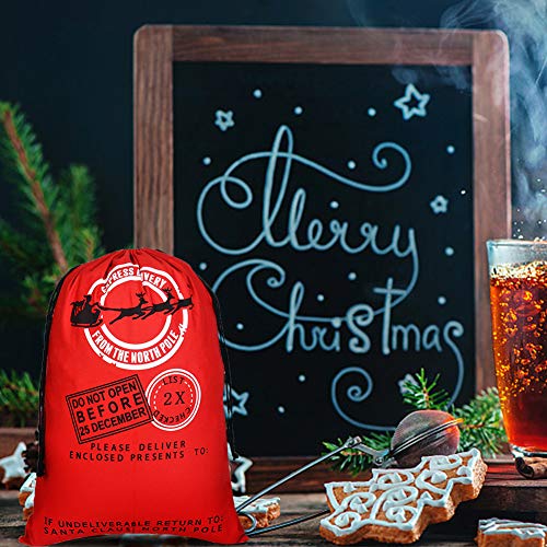 2 Piezas Sacos de Papá Noel Bolso grande de Navidad Papá Noel Regalos Bolsillo con cordón Medias Titulares Presenta relleno Decoración de Navidad, 70 cm × 50 cm