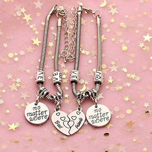 2 pulseras de amistad con forma de corazón para mejores amigos.