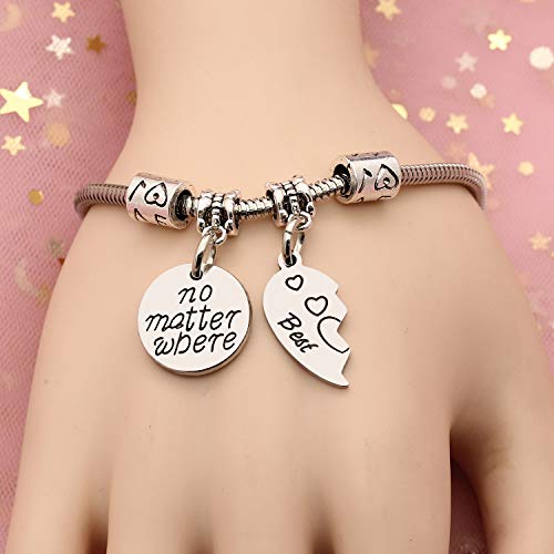 2 pulseras de amistad con forma de corazón para mejores amigos.