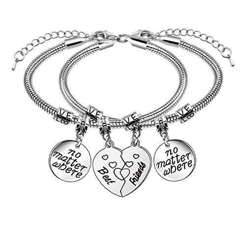 2 pulseras de amistad con forma de corazón para mejores amigos.