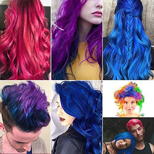 2 x 120g Cera Cabello Temporal, HailiCare Tinte de Pelo Desechable Profesional, Cera de Pelo Natural para Hombres y Mujeres, Fácil de Lavar/Usar (Azul + Púrpura)