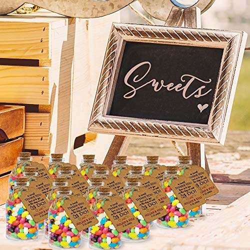 20 Mini Botellas con Corcho | Frascos de Vidrio con Etiquetas Adjuntas de 50 ml | Botella Cristal Pequeño Ideal para Regalos de Decoración de Bodas | Perfecto para Rellenar Licor Dulces Y Golosinas