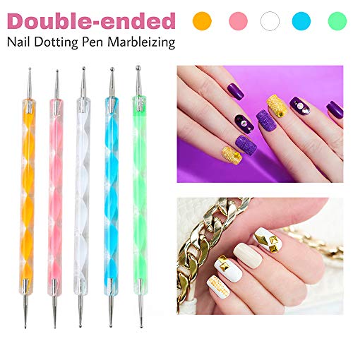 20 pcs Sets de Uñas Pinceles Nail Art Cepillo de Uñas Diseños Para Uñas Pincele Acrilicas Nail Art Cepillo Manicura de Pinceles para Diseño de Uñas 15 pz Blanco Pinceles 5 pz Pluma Taladro