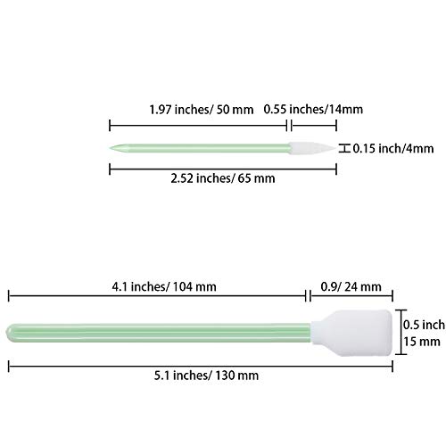 200 Bastoncillos Hisopos de Punta de Espuma Palillos de Esponja de Limpieza para Impresora de Inyección de Tinta, Cabezal de Impresión, Cámara (Punta Cuadrada, Punta Espiral)