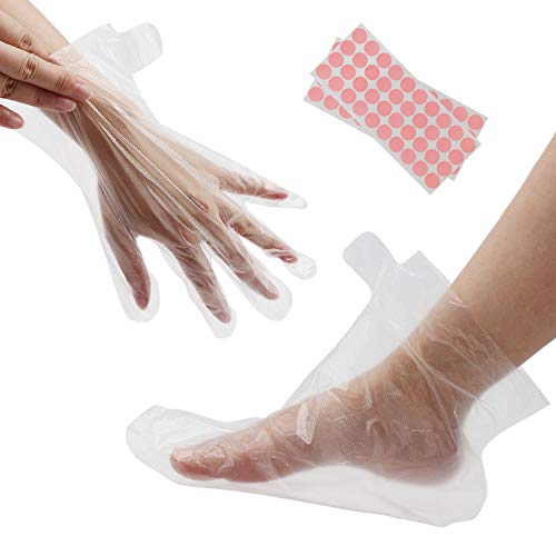 200 piezas de guantes transparentes y botines, protectores de plástico desechables, forros para manos y pies, cera parafina, spa caliente, guantes para manos