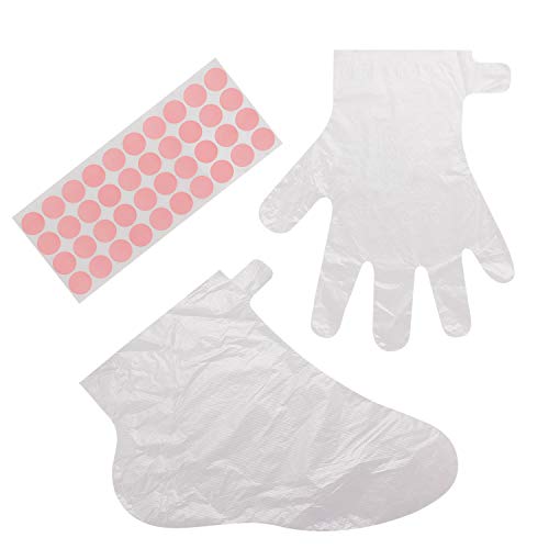 200 piezas de guantes transparentes y botines, protectores de plástico desechables, forros para manos y pies, cera parafina, spa caliente, guantes para manos