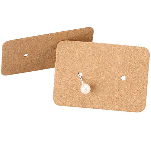 200 unidades de etiquetas de regalo de papel kraft con forma de pendientes de 2,5 cm x 3,5 cm rectangulares para bodas, marrón, .