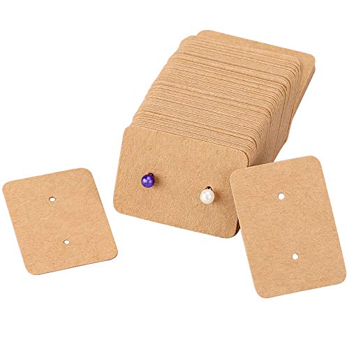 200 unidades de etiquetas de regalo de papel kraft con forma de pendientes de 2,5 cm x 3,5 cm rectangulares para bodas, marrón, .