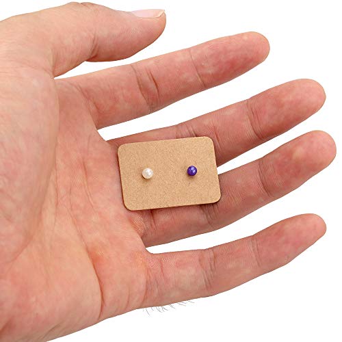 200 unidades de etiquetas de regalo de papel kraft con forma de pendientes de 2,5 cm x 3,5 cm rectangulares para bodas, marrón, .