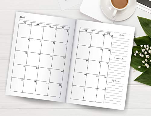 2019 2020: Agenda 2019-2020 semana vista | Julio 2019 a Diciembre 2020 | Agenda semanal y mensual | diseño hojas de naranjo