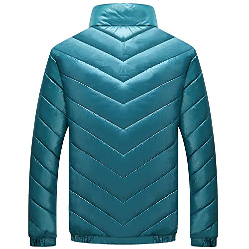 2019 - Chaqueta de plumón para Hombre, de algodón, Ligera, Piel cálida, con Cremallera, con Capucha, Color Liso, Elegante, Slim Fit Hoodie E-Vert M