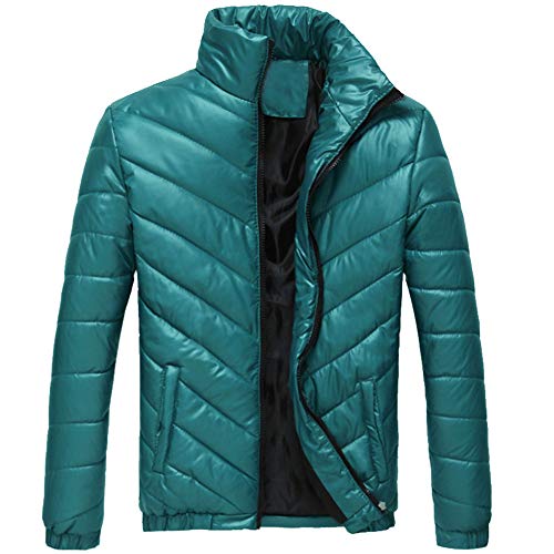 2019 - Chaqueta de plumón para Hombre, de algodón, Ligera, Piel cálida, con Cremallera, con Capucha, Color Liso, Elegante, Slim Fit Hoodie E-Vert M
