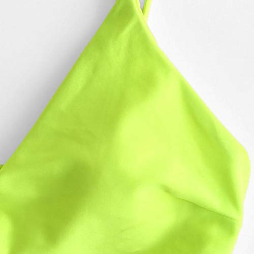 2019 Mujer Conjunto de Bikini, Traje de Baño de Dos Piezas Bandeau Bañadores Bañador, Push Up Triangular Busto Ajustable con Tirantes Cruzados Traseros Estampado Talle Bajo (L, Verde del ejército)
