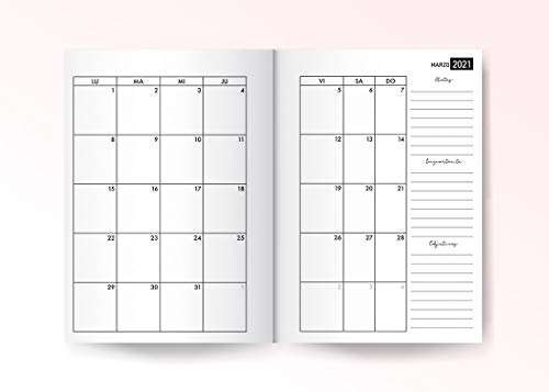 2020 2021: Agenda 2020 2021 Día por Página 18 Meses - Organiza tu día - Julio 2020 a Diciembre 2021 - Tamaño 15x21cm - Din A5 - Rosa - Azul