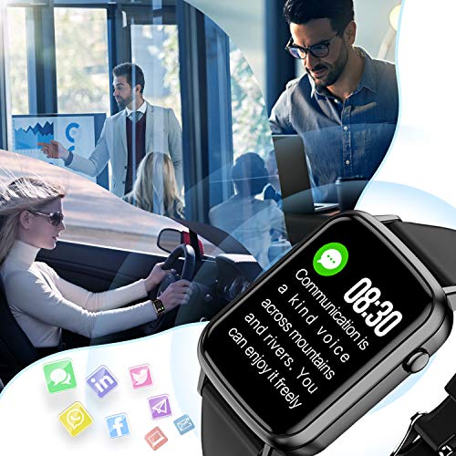 2020 Cegar Rastreador de Ejercicios, Reloj Inteligente de Frecuencia Cardíaca, Ip68 Bluetooth a Prueba de Agua Reloj Inteligente para Teléfono Android iOS Hombres Mujeres (Negro)
