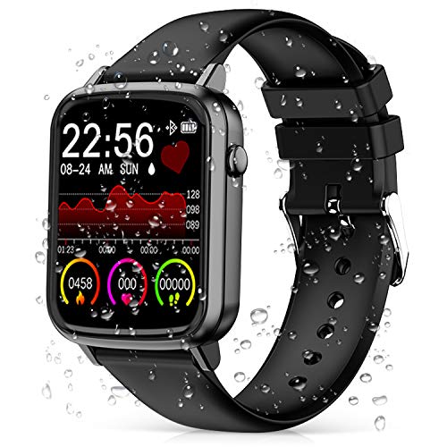 2020 Cegar Rastreador de Ejercicios, Reloj Inteligente de Frecuencia Cardíaca, Ip68 Bluetooth a Prueba de Agua Reloj Inteligente para Teléfono Android iOS Hombres Mujeres (Negro)