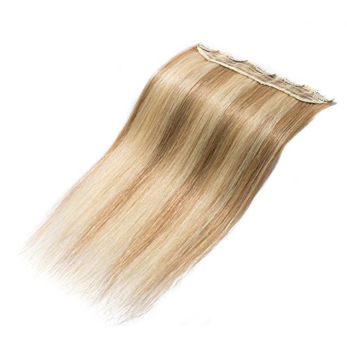 20"(50cm) SEGO Extensiones de Clip de Pelo Natural Humano [#18/613 Ash Rubio/Blanqueador Rubio] Cabello 100% Remy [Una Pieza 5 Clips] Lisas (50g)