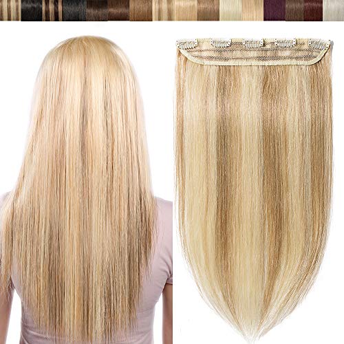 20"(50cm) SEGO Extensiones de Clip de Pelo Natural Humano [#18/613 Ash Rubio/Blanqueador Rubio] Cabello 100% Remy [Una Pieza 5 Clips] Lisas (50g)