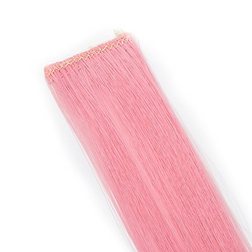 22"(55cm) Extensiones de Cabello Clip Mechas de Colores Fantasía 10 Tiras/Set Pelo Sintético Natural para Niñas Muñecas Postizos Pelucas Accesorios Liso (100g,Rosa Oscuro)