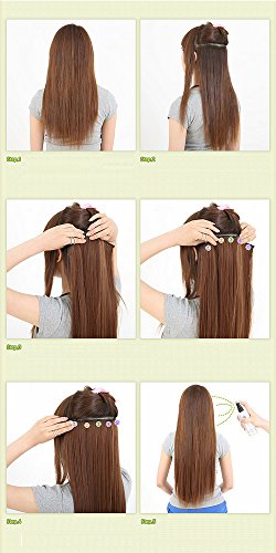 22"(55cm) Extensiones de Cabello Clip Una Pieza Pelo Sintetico Se Ve Natural Rizado Ondulado Corn Wave Hair Extensions (120g,Castaño Oscuro)