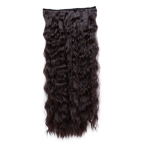 22"(55cm) Extensiones de Cabello Clip Una Pieza Pelo Sintetico Se Ve Natural Rizado Ondulado Corn Wave Hair Extensions (120g,Castaño Oscuro)