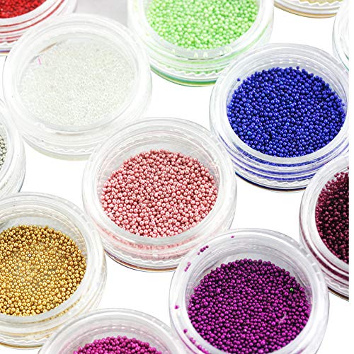 24 Colores Caviar 3D Mini Cuentas de uñas de Arte Mezcla de uñas UV acrílico Pulido Craft DIY