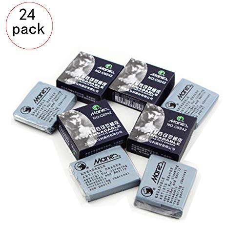 24 piezas Gomas de Borrar, Goma moldeable, gomas sin polvo para un borrado limpio y suave, perfecto para principiantes, profesionales y artistas, gris