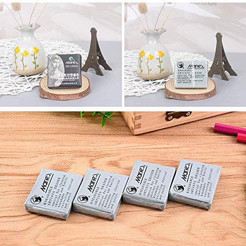 24 piezas Gomas de Borrar, Goma moldeable, gomas sin polvo para un borrado limpio y suave, perfecto para principiantes, profesionales y artistas, gris