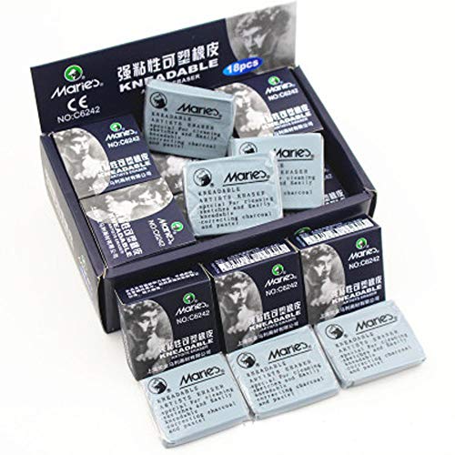 24 piezas Gomas de Borrar, Goma moldeable, gomas sin polvo para un borrado limpio y suave, perfecto para principiantes, profesionales y artistas, gris