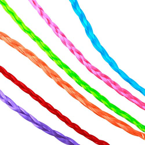 24 Piezas Neón Extensiones Colores Niña, Extensión de Cabello Trenzas Postizas Accesorios de Peinado de Cabello con Mini Clips de Pelo para Cosplay El Rendimiento Escolar Fiesta de Baile