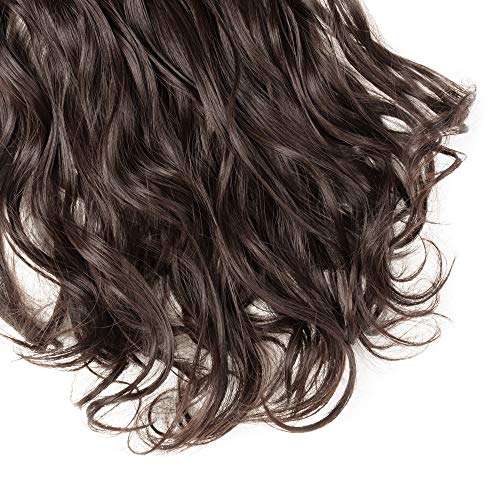 24"(60cm) Extensiones de Clip de Pelo Sintético Se Ve Natural 8PCS [Castaño Oscuro] Cabello Rizado Ondulado Largo Postizos Pelucas para Mujer (140g)