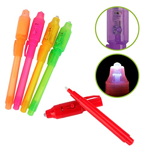 25 rotuladores mágicos con tinta invisible y luz ultravioleta. Bolígrafo con linterna para mensajes secretos. Lápiz mágico. Regalo para niños. Boli espía para notas ocultas. Invisible Ink Pen.