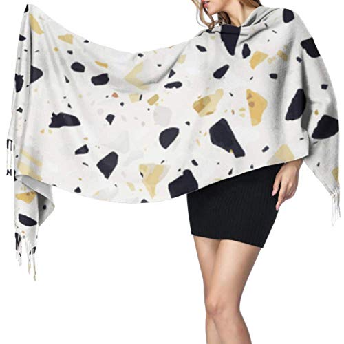 27"x77 Bufanda con Flecos para Mujer Suelo de terrazo Natural Granito Bufanda de Cachemira Ligera Bufandas para Mujer Elegante Manta Grande y cálida