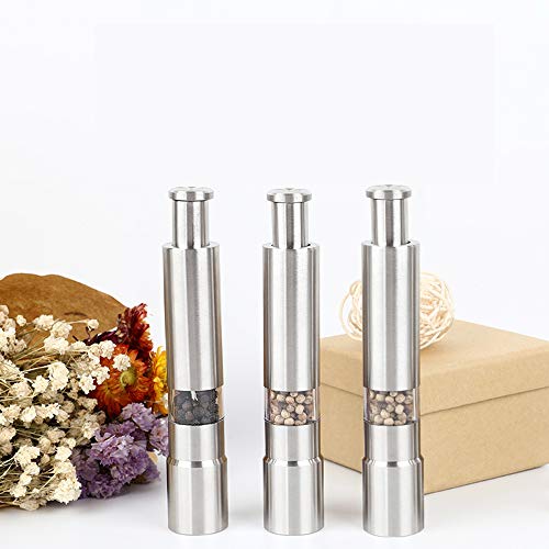 2en1 Molino de Sal y Pimienta diseño Molino Ajustable de cerámica, Molido Grueso y Fino, Molinillo de Pimienta y Sal y Especias Manual, hecho de acero inoxidable de alta calidad y acrílico
