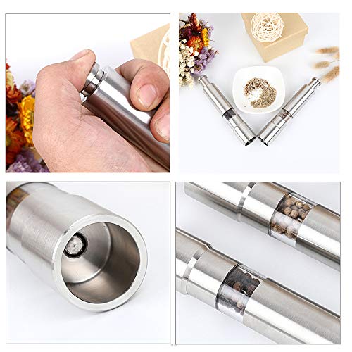 2en1 Molino de Sal y Pimienta diseño Molino Ajustable de cerámica, Molido Grueso y Fino, Molinillo de Pimienta y Sal y Especias Manual, hecho de acero inoxidable de alta calidad y acrílico