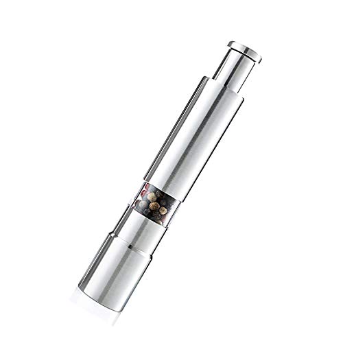 2en1 Molino de Sal y Pimienta diseño Molino Ajustable de cerámica, Molido Grueso y Fino, Molinillo de Pimienta y Sal y Especias Manual, hecho de acero inoxidable de alta calidad y acrílico