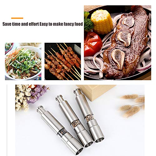 2en1 Molino de Sal y Pimienta diseño Molino Ajustable de cerámica, Molido Grueso y Fino, Molinillo de Pimienta y Sal y Especias Manual, hecho de acero inoxidable de alta calidad y acrílico