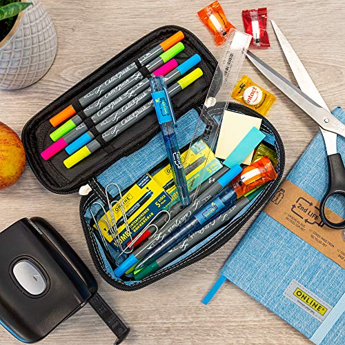 2nd Life - Estuche grande para lápices (plástico PET reciclado) para un medio ambiente limpio, con cremallera, para niñas y niños, tamaño 22 x 10 x 6 cm