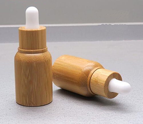 2PCS 10ML 0.35OZ Frasco cuentagotas manual de bambú vacío con revestimiento de vidrio Perfume portátil Fragancia de muestra Olla de aceite esencial Aromaterapia Envase cosmético