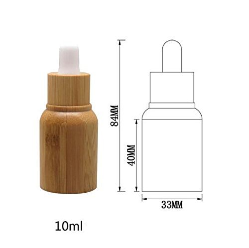 2PCS 10ML 0.35OZ Frasco cuentagotas manual de bambú vacío con revestimiento de vidrio Perfume portátil Fragancia de muestra Olla de aceite esencial Aromaterapia Envase cosmético