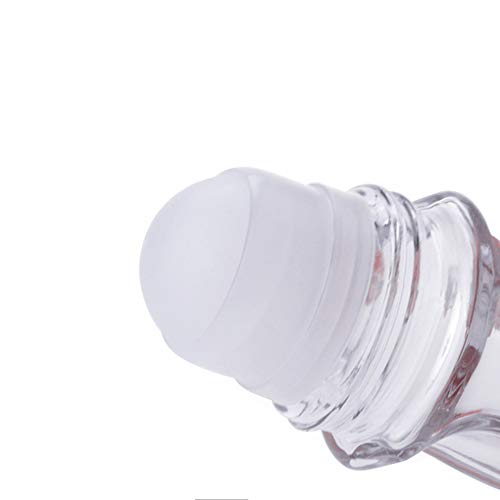 2PCS 30ml 1oz Botella de Desodorante Roll-on de Vidrio Transparente Recargable vacía con Bola de Rodillo de plástico Contenedor cosmético Soporte de Frasco de Vial para Perfume de Aceite Esencial