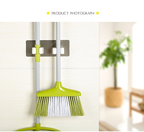 2pcs Puerta de Pared de Escoba Escoba Soporte de Auta-adhesivo Colgador y Organizador Escobas Cepillos y Herramientas Gran Carga Instalación Fácil No-rastro Sin Perforación