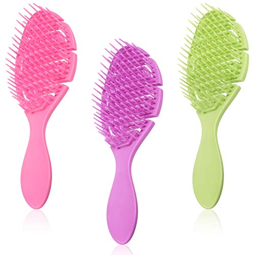 3 Cepillos de Cabello Húmedo, Cepillo de Cabello Húmedo Cepillo Desenredante de Pelo Grueso o Fino Deslizarse a Través de Enredos con Facilidad para Mujeres, Hombres, Cabello Húmedo y Seco, 3 Colores