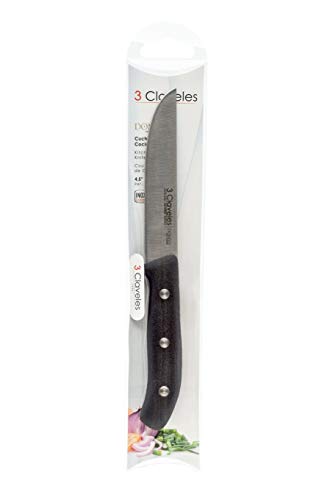 3 Claveles Cuchillo de Cocina, Línea DOMVS, Acero Inoxidable, (Tamaño 4,5"), Negro, 11 cm - 4.5"