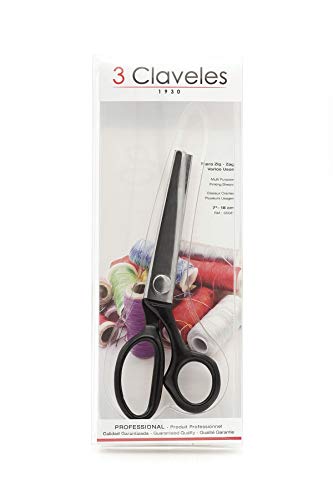 3 Claveles Tijera Zig-Zag Varios Usos de Acero Carbono-18 cm / 7", Negro, 18 cm (7")