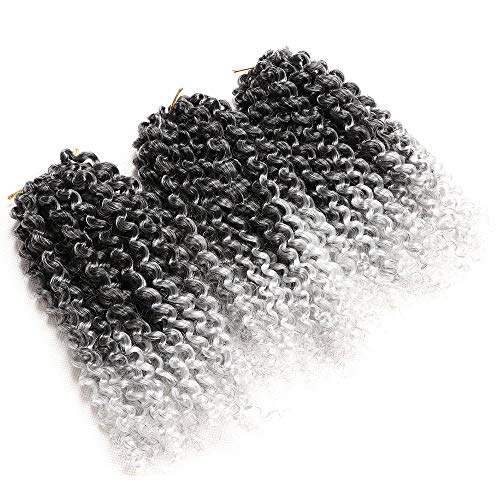 3 mechones de pelo de ganchillo Marlybob, 8 pulgadas, sintético, ombre trenzado, extensiones de cabello pequeño afro rizado rizado Malibob