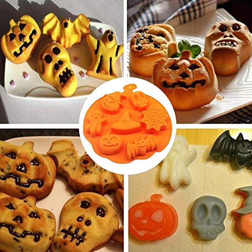 3 piezas 6 cavidades Halloween silicona calabaza fantasma murciélago en forma de fondant molde de pastel de silicona molde de chocolate DIY molde de caramelo bandeja de hielo herramientas para hornear