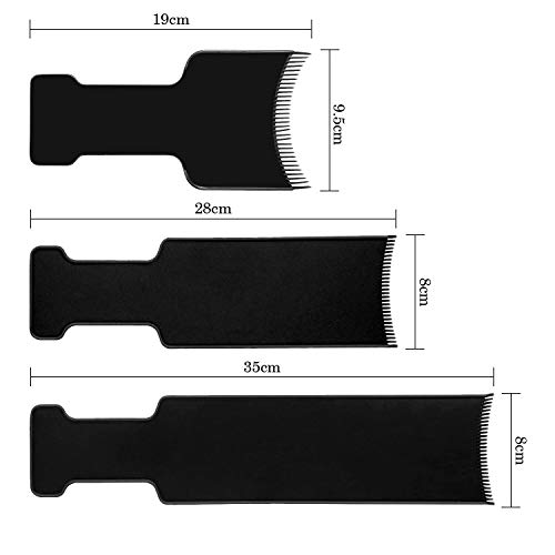 3 piezas Con Parte Superior Plana Paddle Board peine pelo peine de relieve para seccionar, Grande, mediano, pequeño,de ancho Junta para colorear Highlights pala para tinte de pelo colores